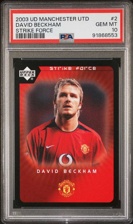 DAVID BECKHAM PSA 10 2003 Upper Deck Manchester United Strike Force #2 Soccer Base Graded Cards - Hobby Gems