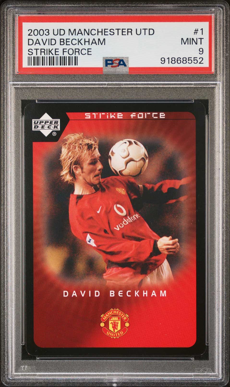 DAVID BECKHAM PSA 9 2003 Upper Deck Manchester United Strike Force #1 Soccer Base Graded Cards - Hobby Gems