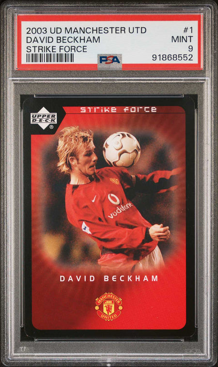 DAVID BECKHAM PSA 9 2003 Upper Deck Manchester United Strike Force #1 Soccer Base Graded Cards - Hobby Gems