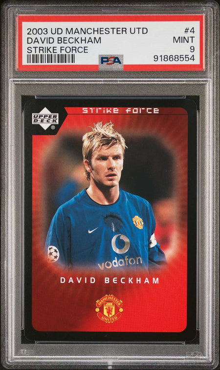 DAVID BECKHAM PSA 9 2003 Upper Deck Manchester United Strike Force #4 Soccer Base Graded Cards - Hobby Gems