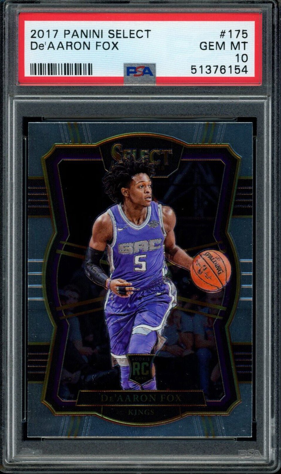 DE'AARON FOX PSA 10 2017-18 Panini Select RC Premier Level #175 Basketball Base Graded Cards RC - Hobby Gems