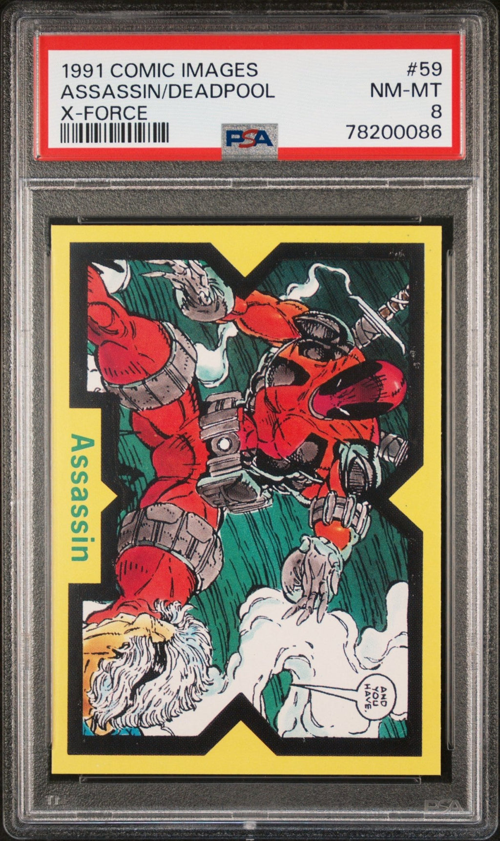 DEADPOOL PSA 8 1991 Comic Images Marvel X-Force Assassin #59 C1 Marvel Base Graded Cards - Hobby Gems