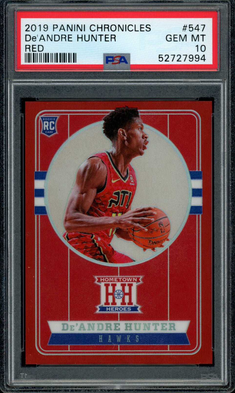 DE'ANDRE HUNTER PSA 10 2019-20 Panini Chronicles Hometown Heroes Red Prizm #547 6/149 Basketball Graded Cards Parallel RC - Hobby Gems