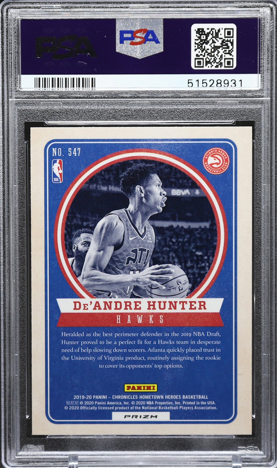 DE'ANDRE HUNTER PSA 10 2019-20 Panini Chronicles Hometown Silver Prizm #547 Basketball Graded Cards Parallel RC - Hobby Gems