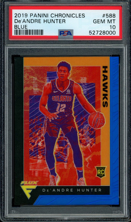 DE'ANDRE HUNTER PSA 10 2019-20 Panini Chronicles RC Flux Blue Prizm #588 65/99 Basketball Graded Cards Parallel RC - Hobby Gems