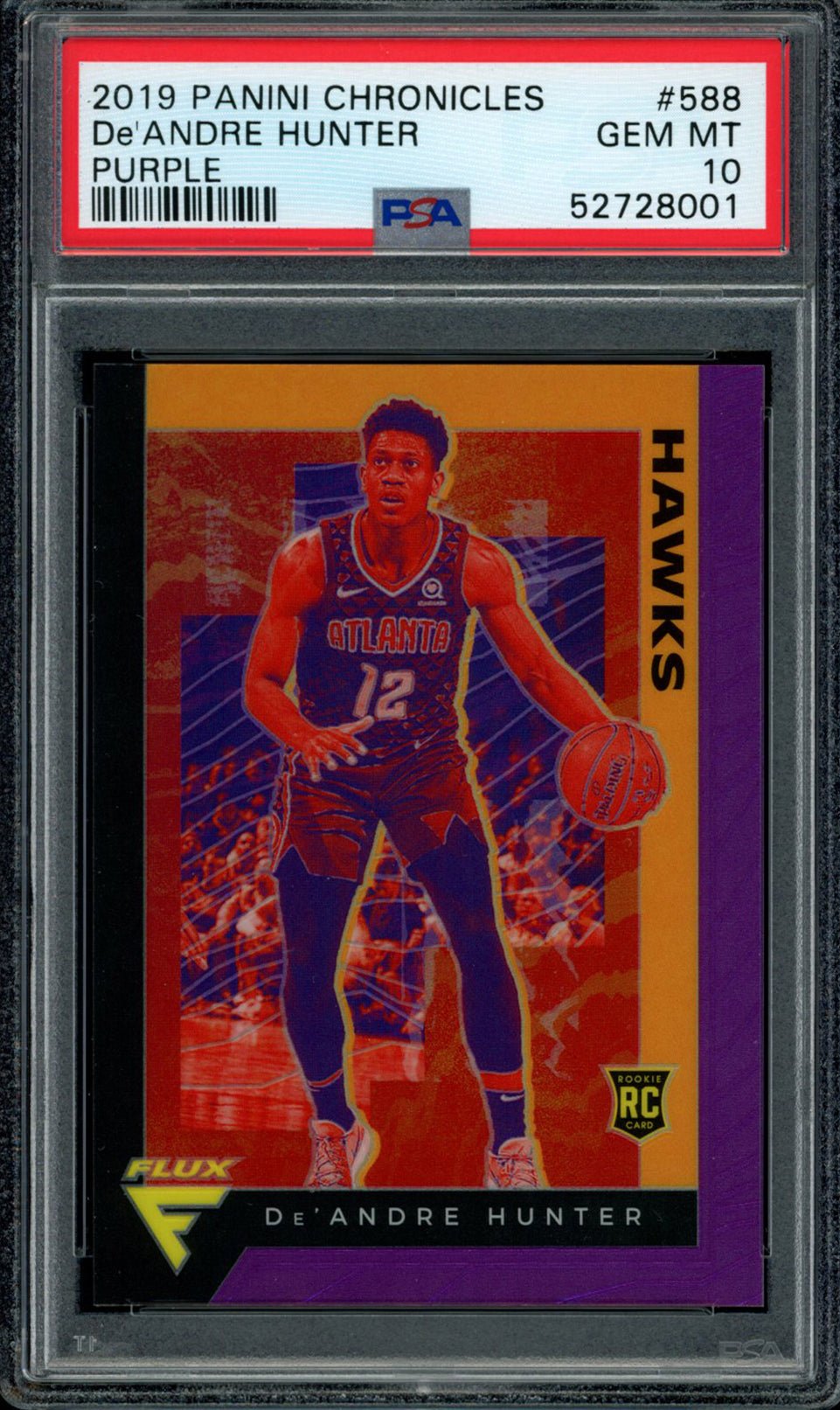 DE'ANDRE HUNTER PSA 10 2019-20 Panini Chronicles RC Flux Purple Prizm #588 7/49 Basketball Graded Cards Parallel RC - Hobby Gems