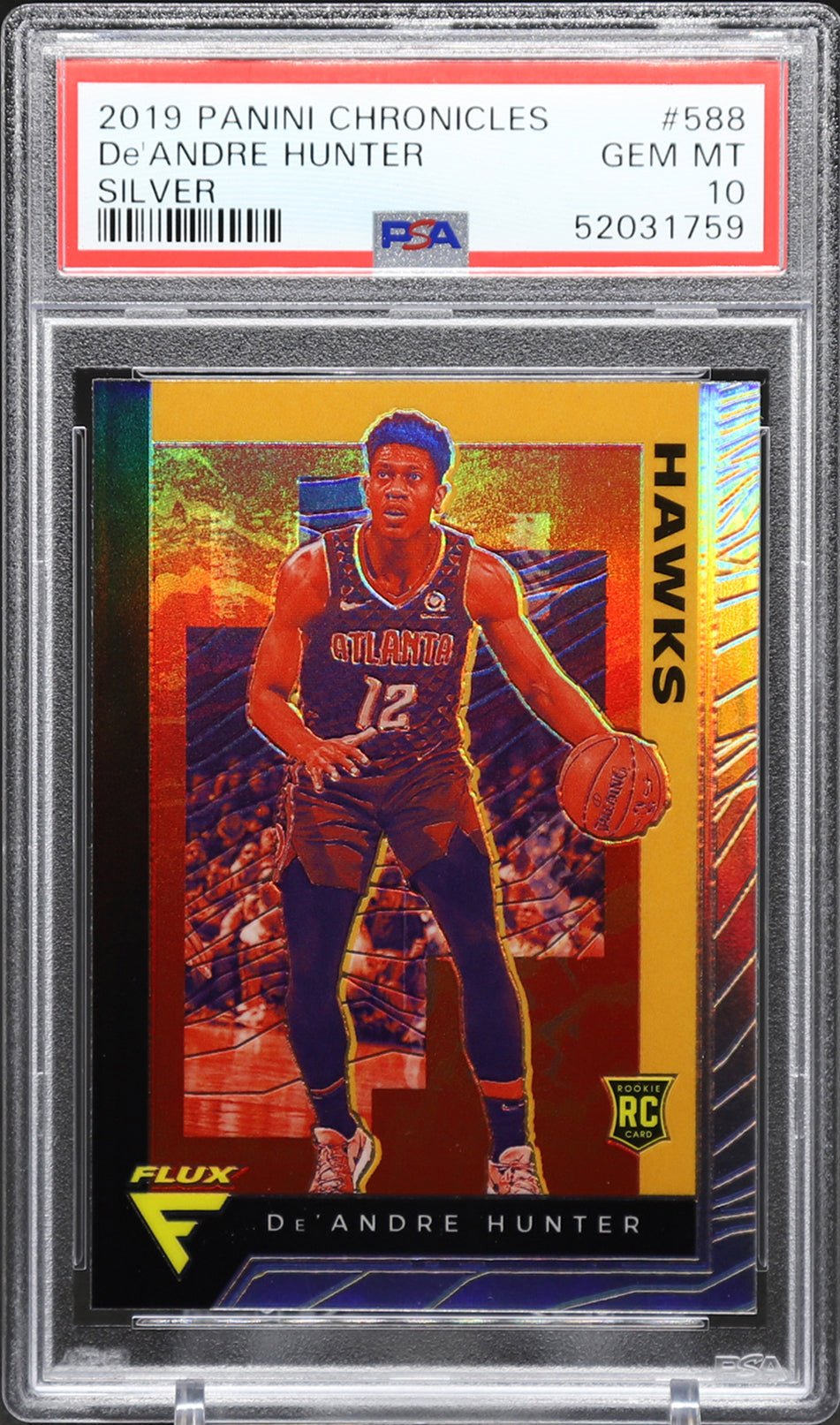 DE'ANDRE HUNTER PSA 10 2019-20 Panini Chronicles RC Flux Silver Prizm #588 Basketball Graded Cards Parallel RC - Hobby Gems