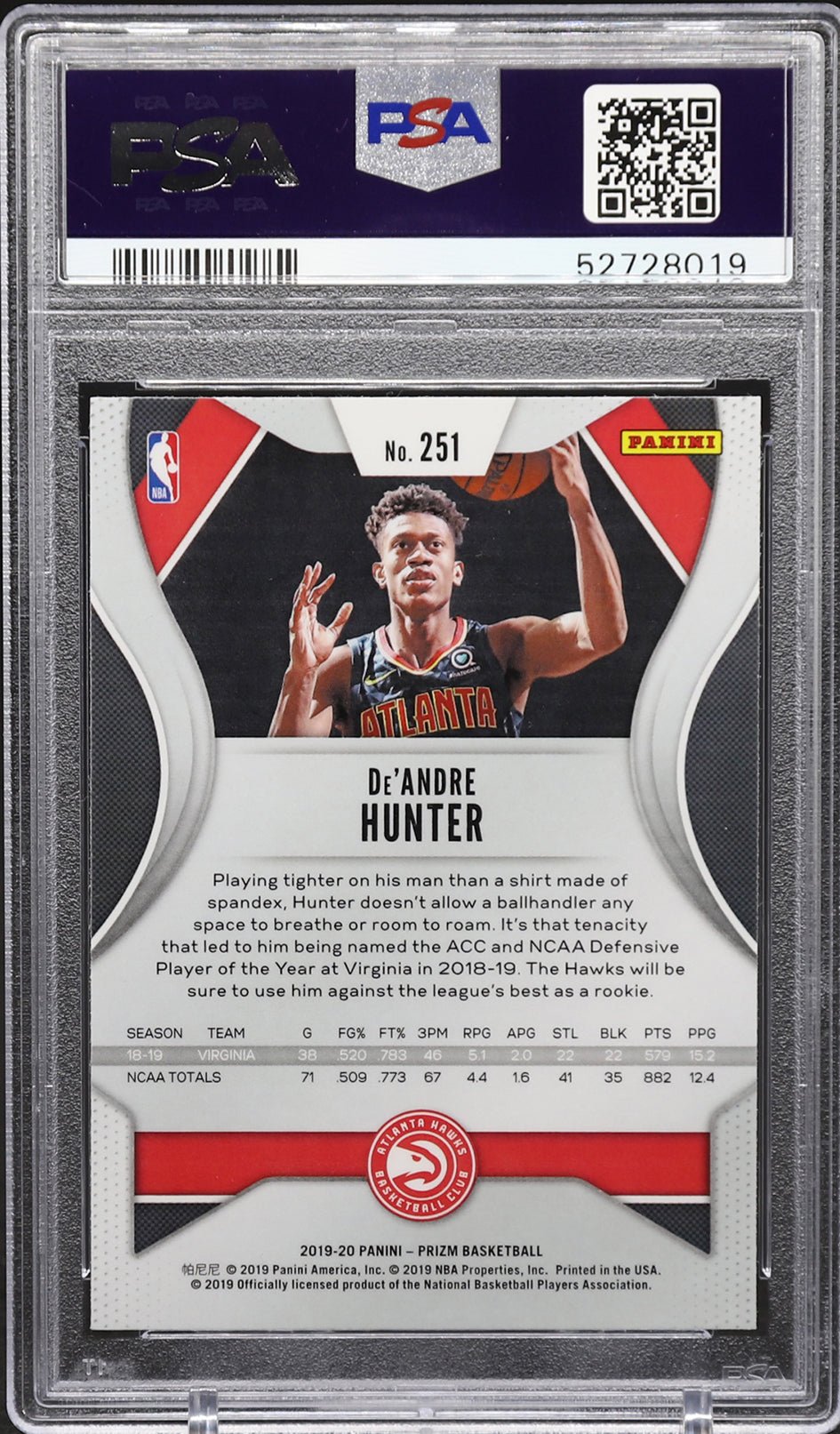 DE'ANDRE HUNTER PSA 10 2019-20 Panini Prizm RC #251 Basketball Base Graded Cards RC - Hobby Gems