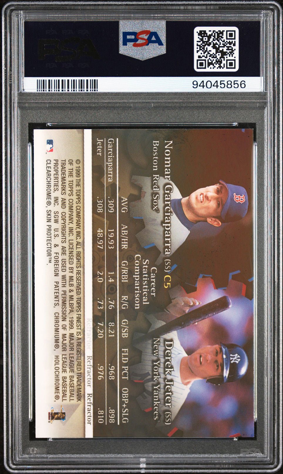 DEREK JETER NOMAR GARCIAPARRA PSA 7 1999 Topps Finest Complements Refractor C5 Baseball Graded Cards Insert Parallel - Hobby Gems