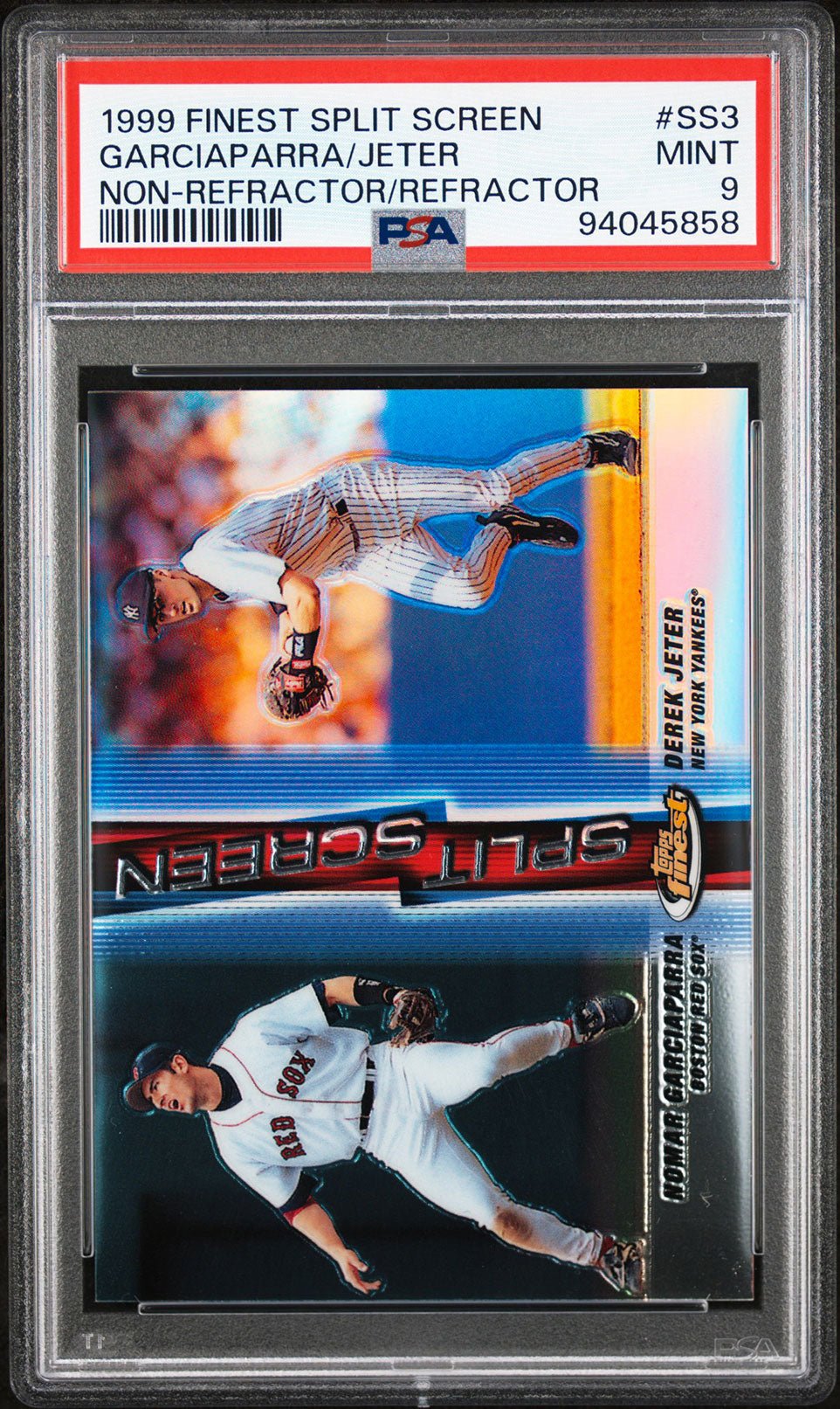 DEREK JETER NOMAR GARCIAPARRA PSA 9 1999 Topps Finest Split Screen Refractor SS3 Baseball Graded Cards Insert Parallel - Hobby Gems