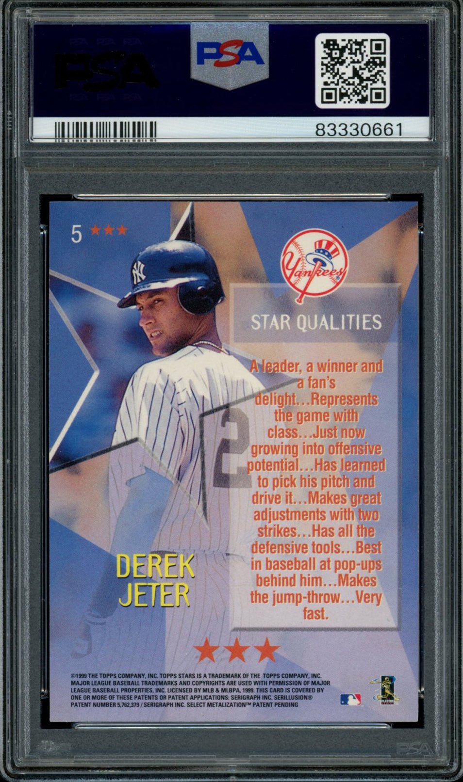 DEREK JETER PSA 10 1999 Topps Stars 3 Star #5 Baseball Base Graded Cards - Hobby Gems