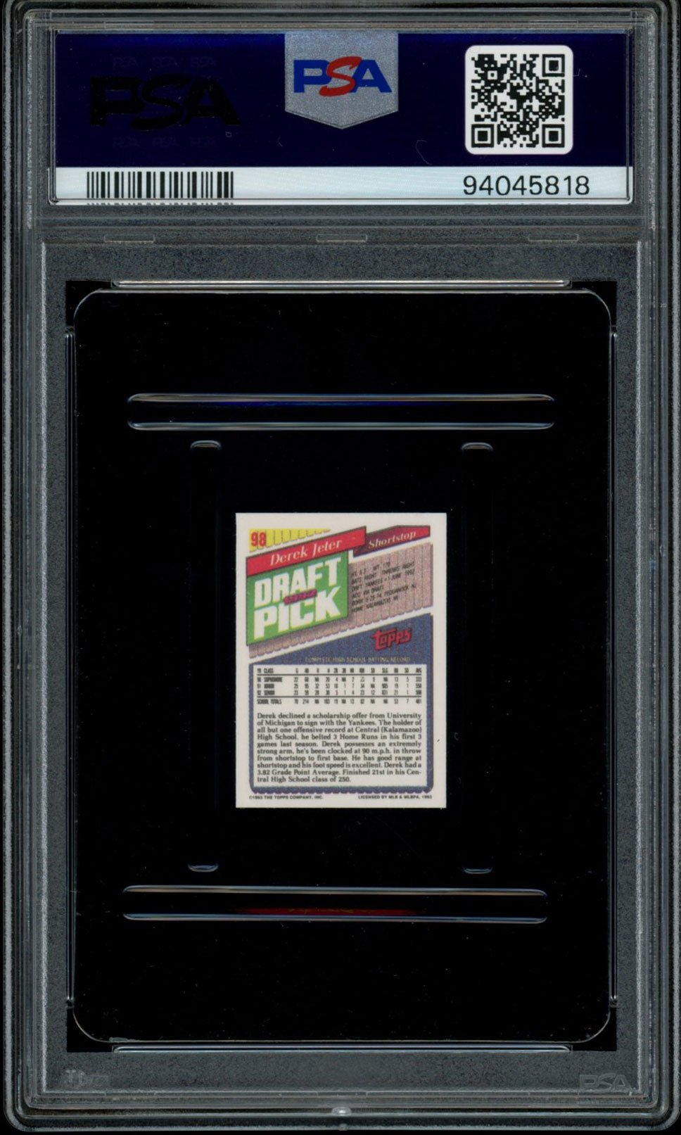 DEREK JETER PSA 8 1993 Topps Micro RC #98 Baseball Base Graded Cards RC - Hobby Gems