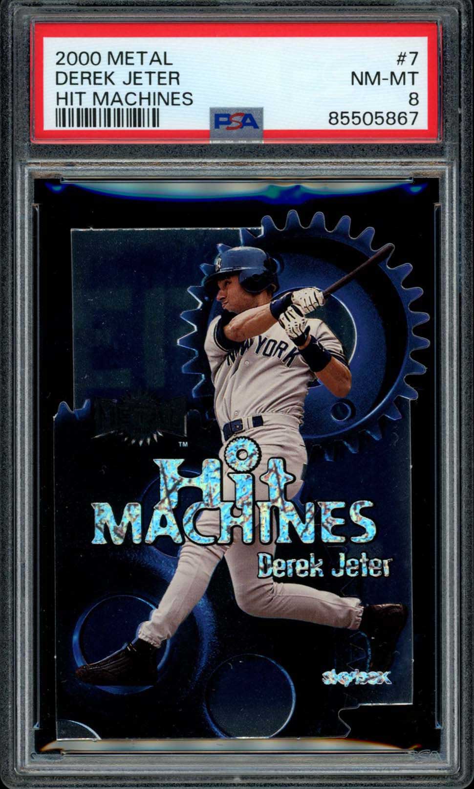 DEREK JETER PSA 8 2000 Metal Hit Machines Die-Cut #7 Baseball Graded Cards Insert - Hobby Gems