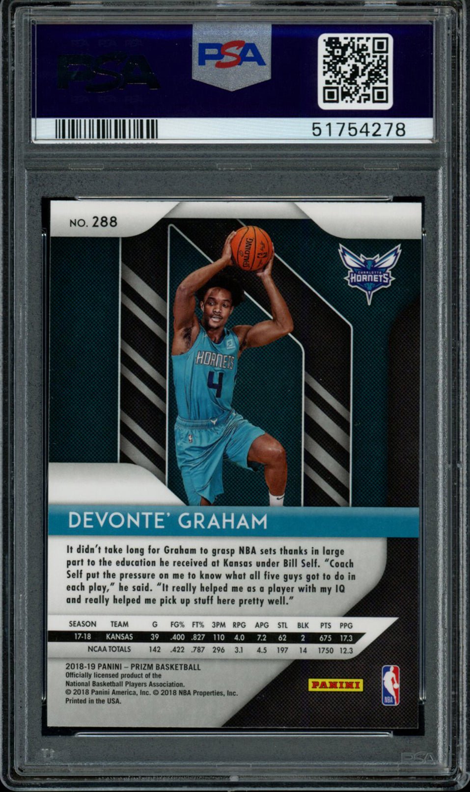 DEVONTE GRAHAM PSA 10 2018-19 Panini Prizm RC #288 Basketball Base Graded Cards RC - Hobby Gems