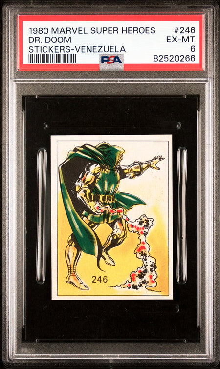 DOCTOR DOOM PSA 6 1980 Marvel Super Heroes Stickers-Venezuela #246 Marvel Graded Cards Sticker - Hobby Gems