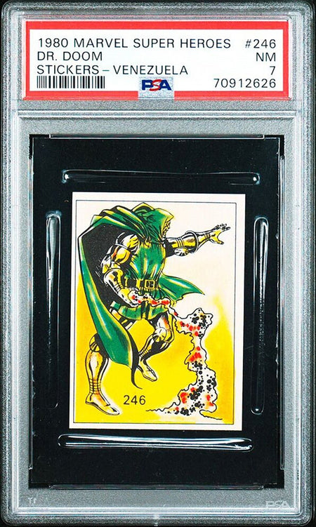 DOCTOR DOOM PSA 7 1980 Marvel Super Heroes Sticker Venezuela #246 Marvel Graded Cards Sticker - Hobby Gems