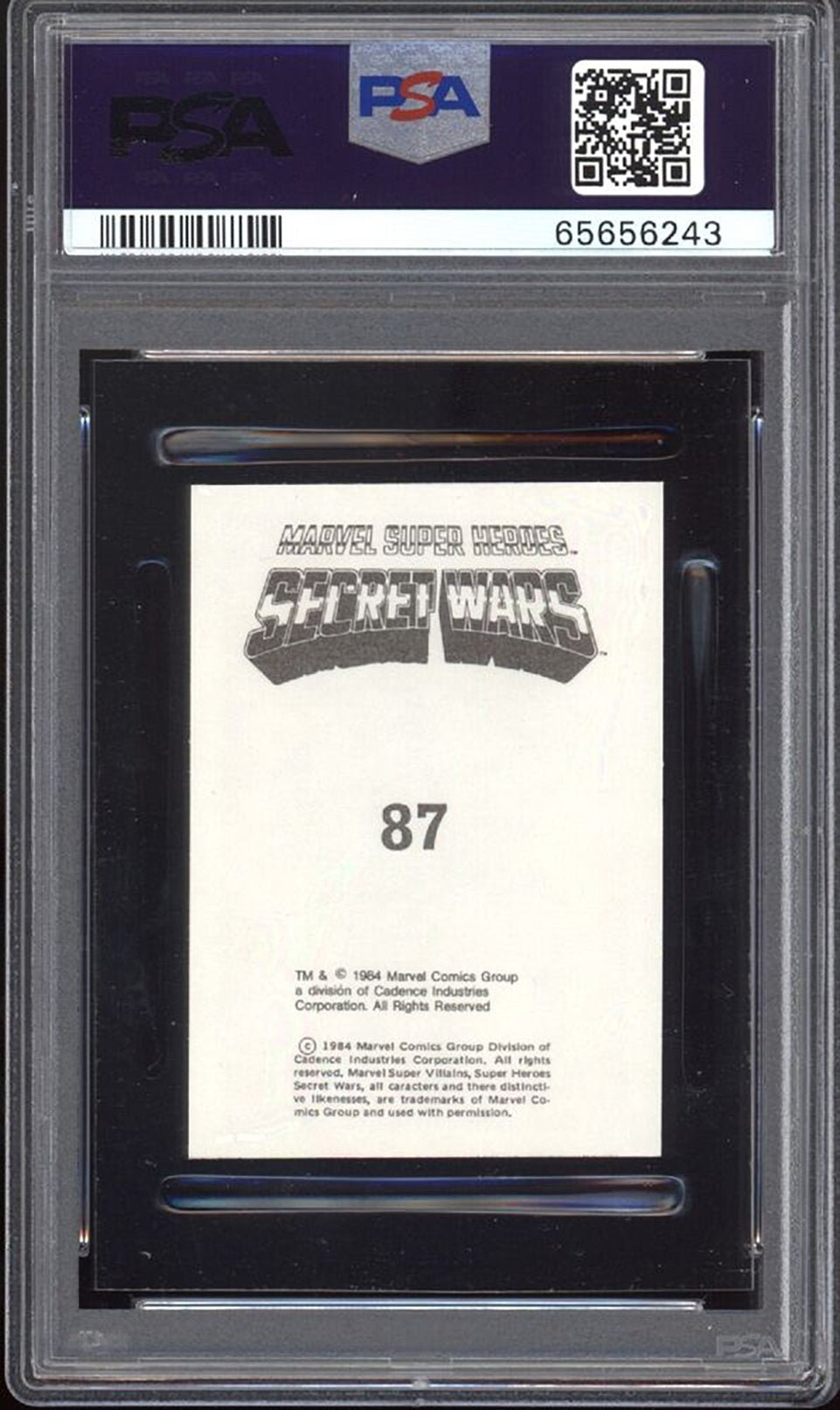 DOCTOR DOOM PSA 7 1984 Marvel Super Heroes Secret Wars Sticker #87 C1 Marvel Graded Cards Sticker - Hobby Gems