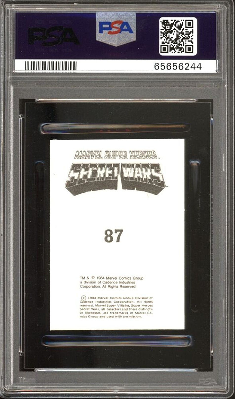 DOCTOR DOOM PSA 7 1984 Marvel Super Heroes Secret Wars Sticker #87 C2 Marvel Graded Cards Sticker - Hobby Gems