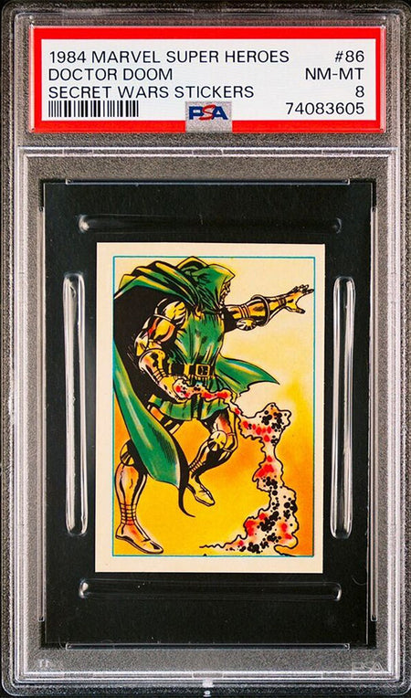 DOCTOR DOOM PSA 8 1984 Marvel Super Heroes Secret Wars Sticker #86 C2 Marvel Graded Cards Sticker - Hobby Gems