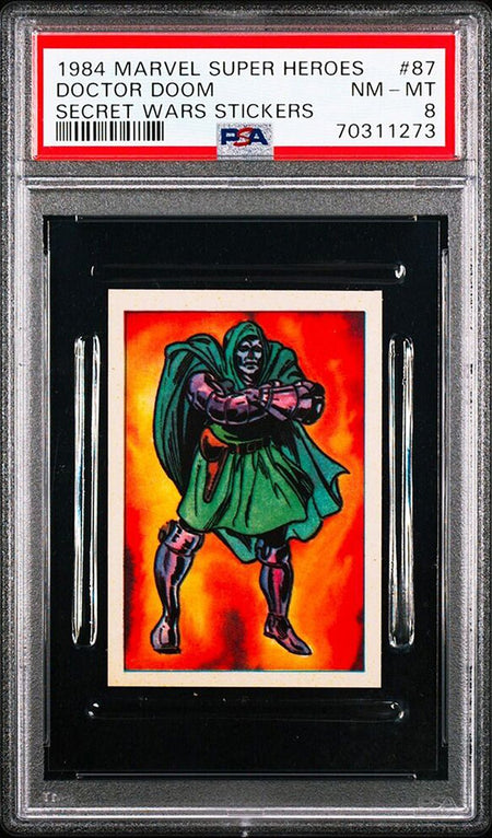 DOCTOR DOOM PSA 8 1984 Marvel Super Heroes Secret Wars Sticker #87 C1 Marvel Graded Cards Sticker - Hobby Gems