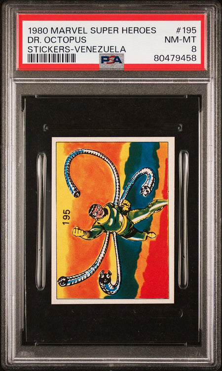 DOCTOR OCTOPUS PSA 8 1980 Marvel Super Heroes Sticker Venezuela #195 Marvel Graded Cards Sticker - Hobby Gems