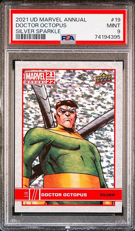 DOCTOR OCTOPUS PSA 9 2021 Upper Deck Marvel Annual Silver Sparkle #19 Marvel Graded Cards Parallel - Hobby Gems