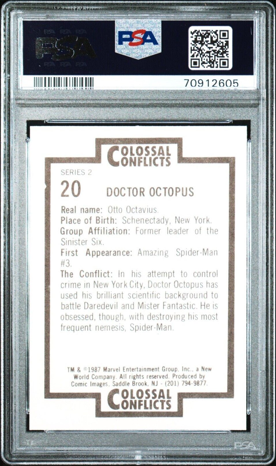 DOCTOR OCTOPUS SPIDER-MAN PSA 9 1987 Comic Images Colossal Conflicts #20 C1 Marvel Base Graded Cards - Hobby Gems