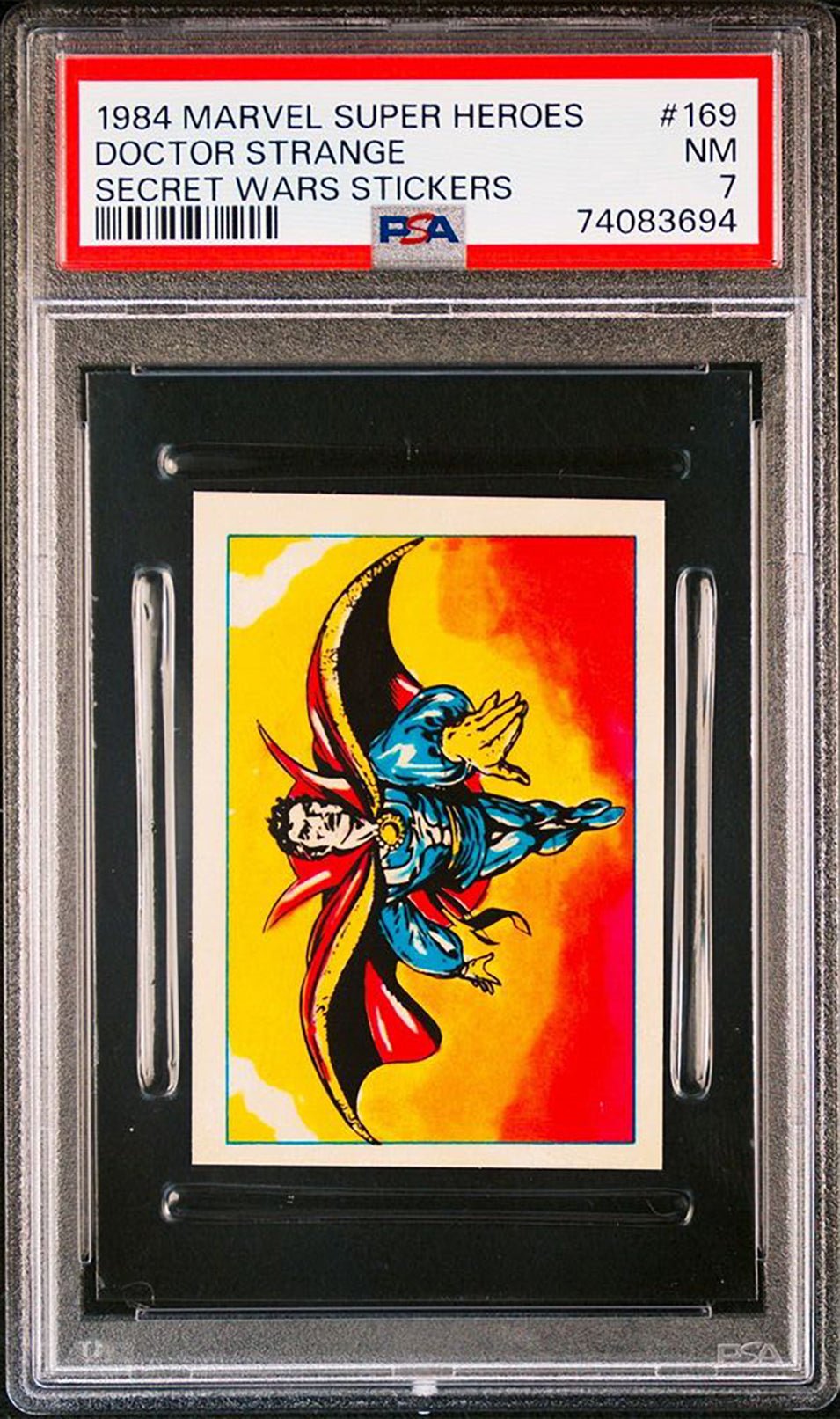 DOCTOR STRANGE PSA 7 1984 Marvel Super Heroes Secret Wars Sticker #169 C1 Marvel Graded Cards Sticker - Hobby Gems