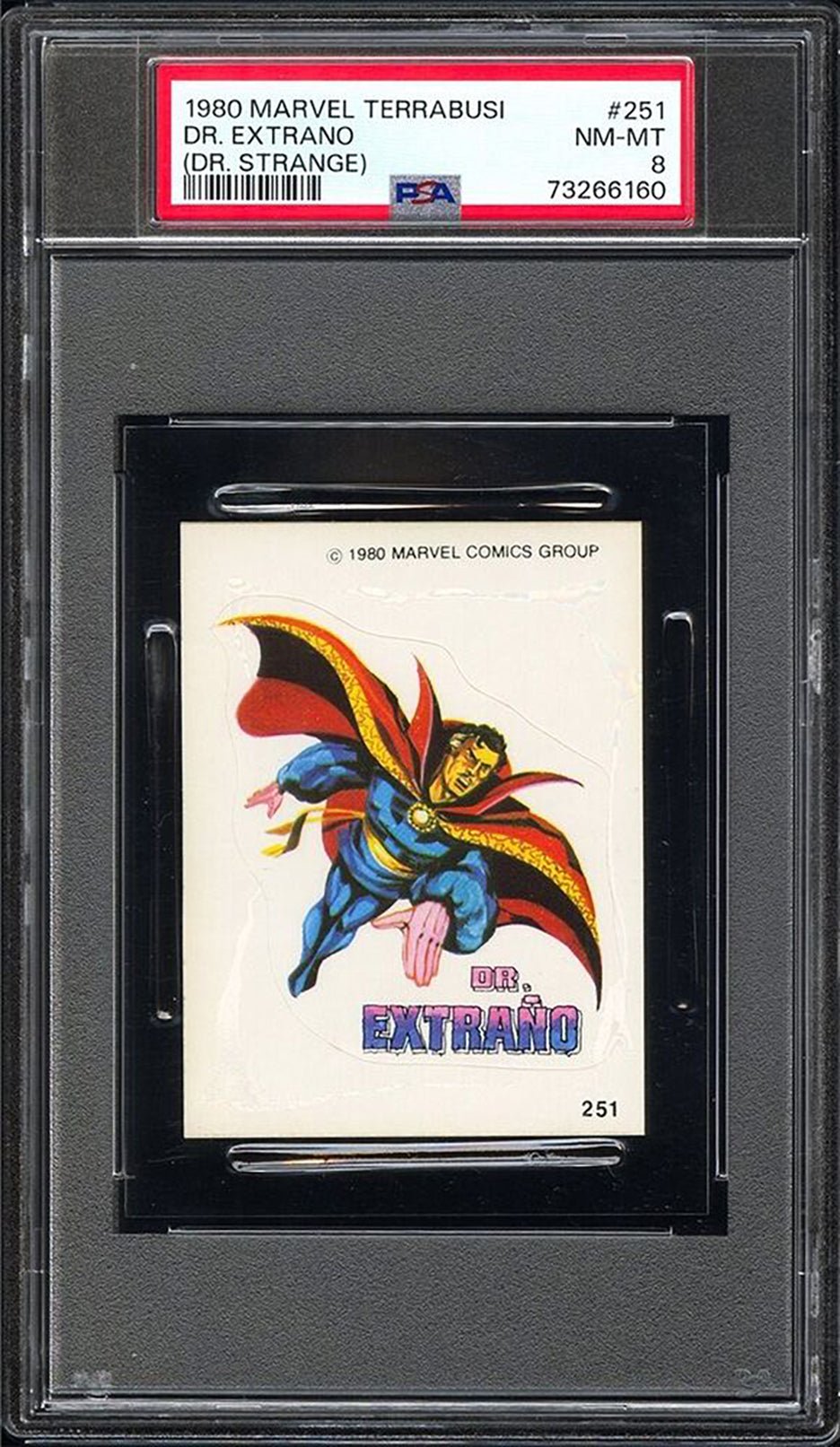 DOCTOR STRANGE PSA 8 1980 Terrabusi Marvel Superheroes Sticker #251 Marvel Graded Cards Sticker - Hobby Gems