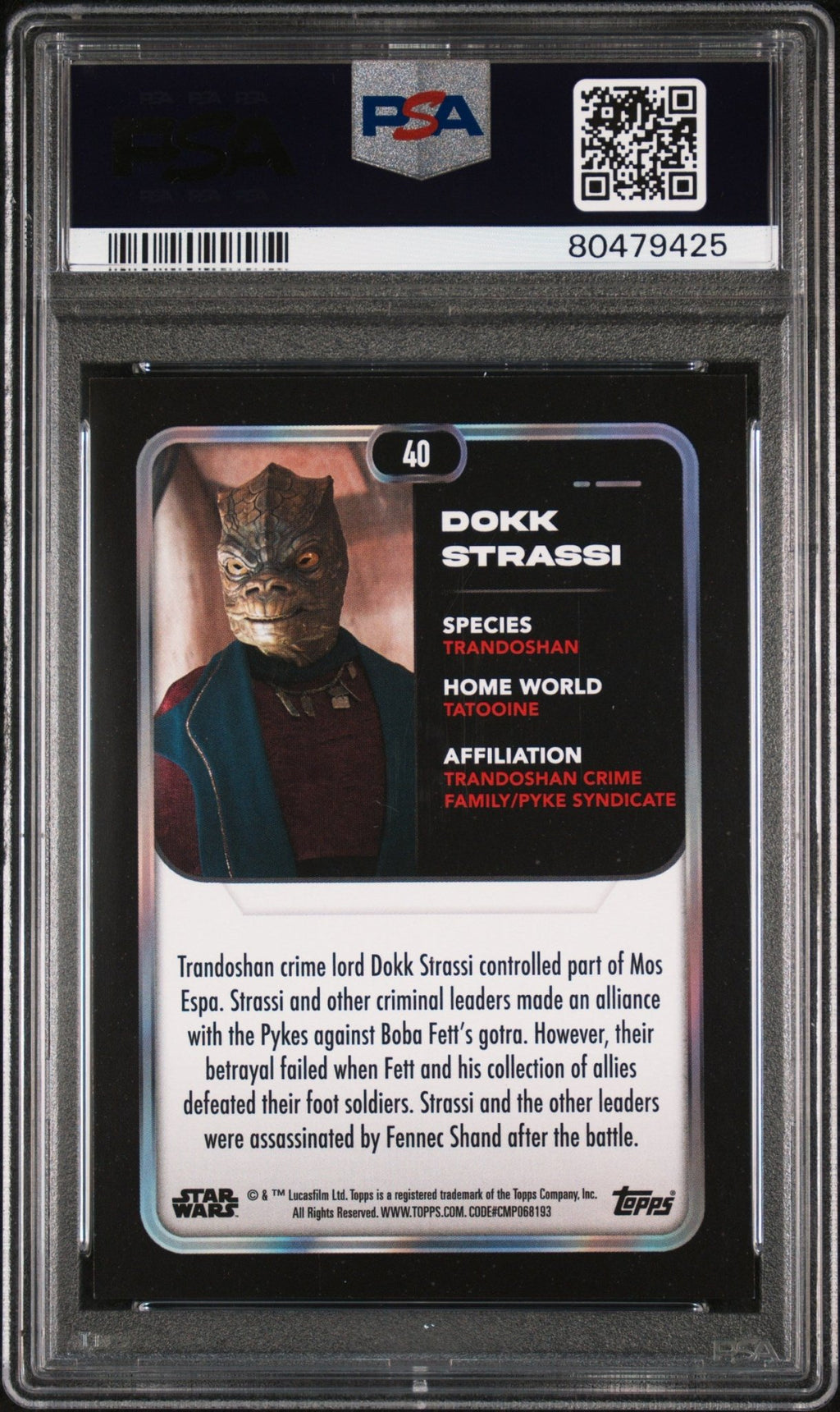 DOKK STRASSI PSA 9 2023 Topps Star Wars Green #40 #22/25 Star Wars Graded Cards Parallel Serial Numbered - Hobby Gems