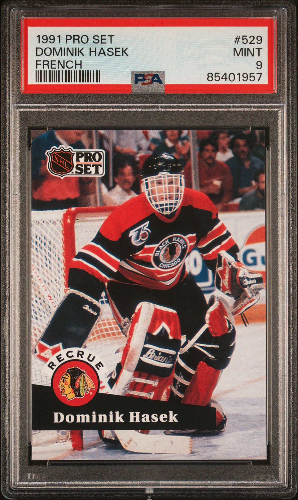 DOMINIK HASEK PSA 9 1991-92 Pro Set French #529 Hockey Base Graded Cards - Hobby Gems