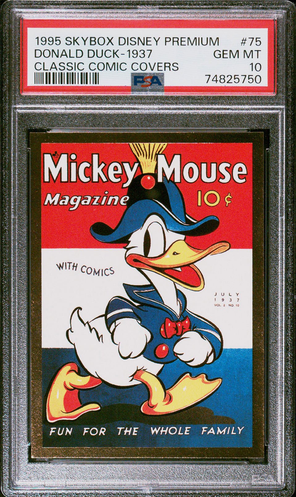 DONALD DUCK PSA 10 1995 Skybox Disney Premium Classic Comic Covers #75 Disney Base Graded Cards - Hobby Gems