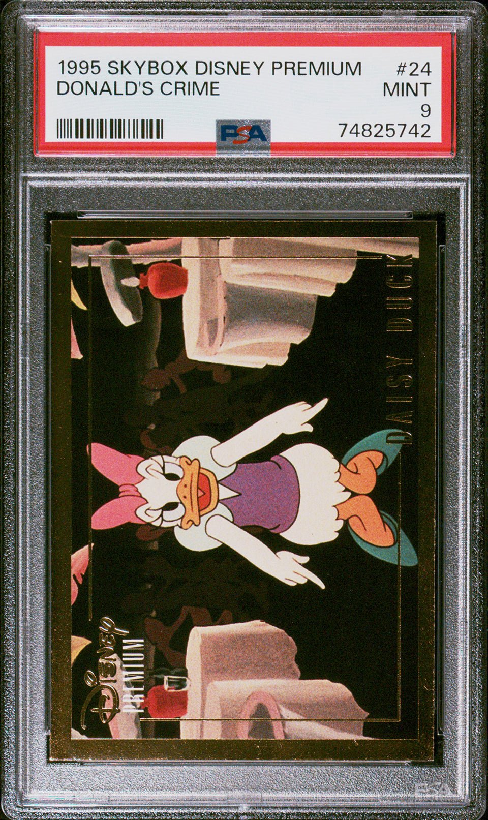 DONALD'S CRIME Daisy Duck PSA 9 1995 Skybox Disney Premium #24 Disney Base Graded Cards - Hobby Gems