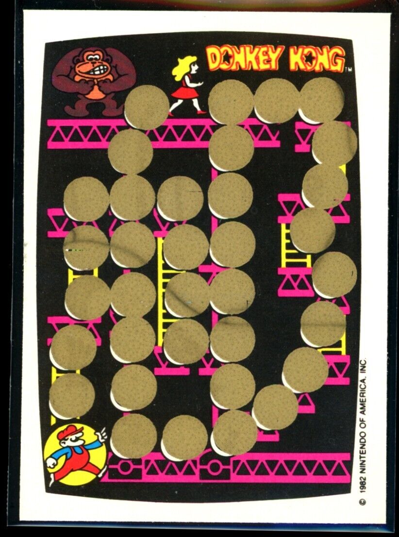 DONKEY KONG 1982 Topps Scratch-Off Red/Yellow NM C3 Nintendo Scratch Off - Hobby Gems