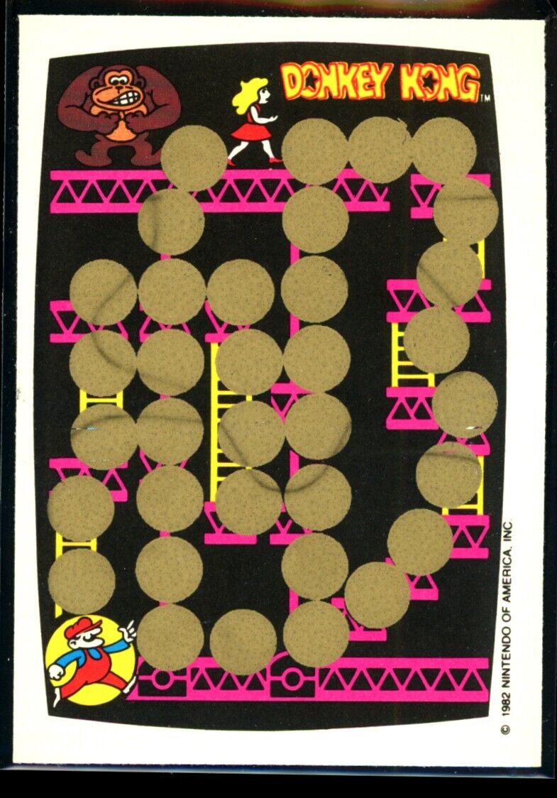 DONKEY KONG 1982 Topps Scratch-Off Red/Yellow NM C4 Nintendo Scratch Off - Hobby Gems