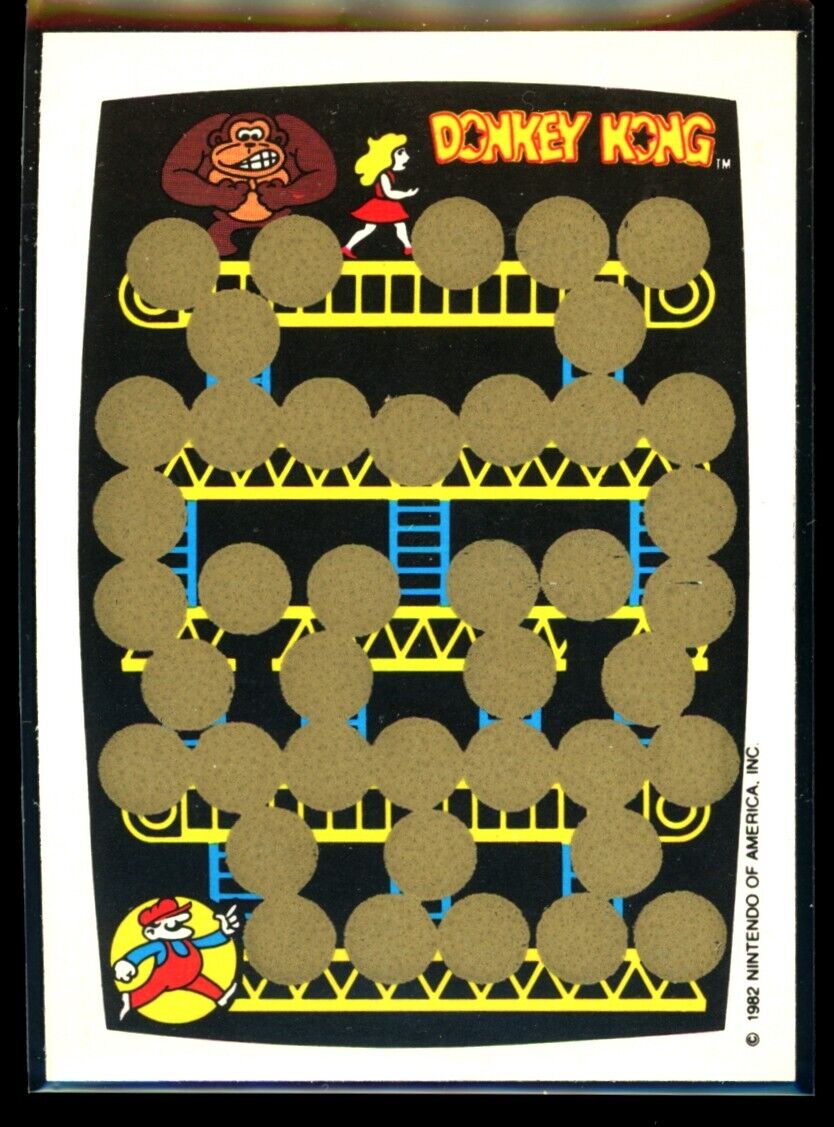 DONKEY KONG 1982 Topps Scratch-Off Yellow/Blue NM C3 Nintendo Scratch Off - Hobby Gems