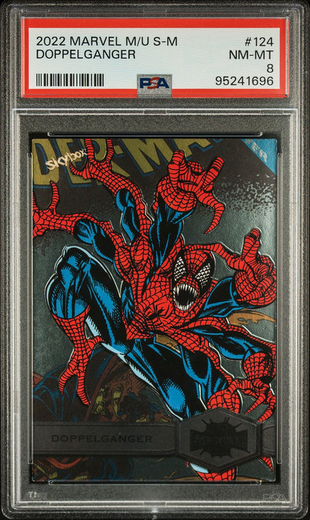 DOPPELGANGER Spider - Man PSA 8 2022 Skybox Marvel Metal Universe Spider - Man #124 Marvel Base Graded Cards - Hobby Gems