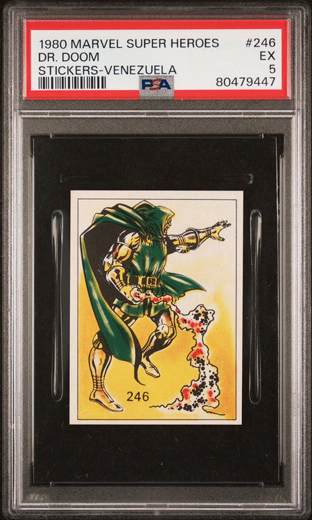 DR. DOOM PSA 5 1980 Marvel Super Heroes Sticker Venezuela #246 Marvel Graded Cards Sticker - Hobby Gems