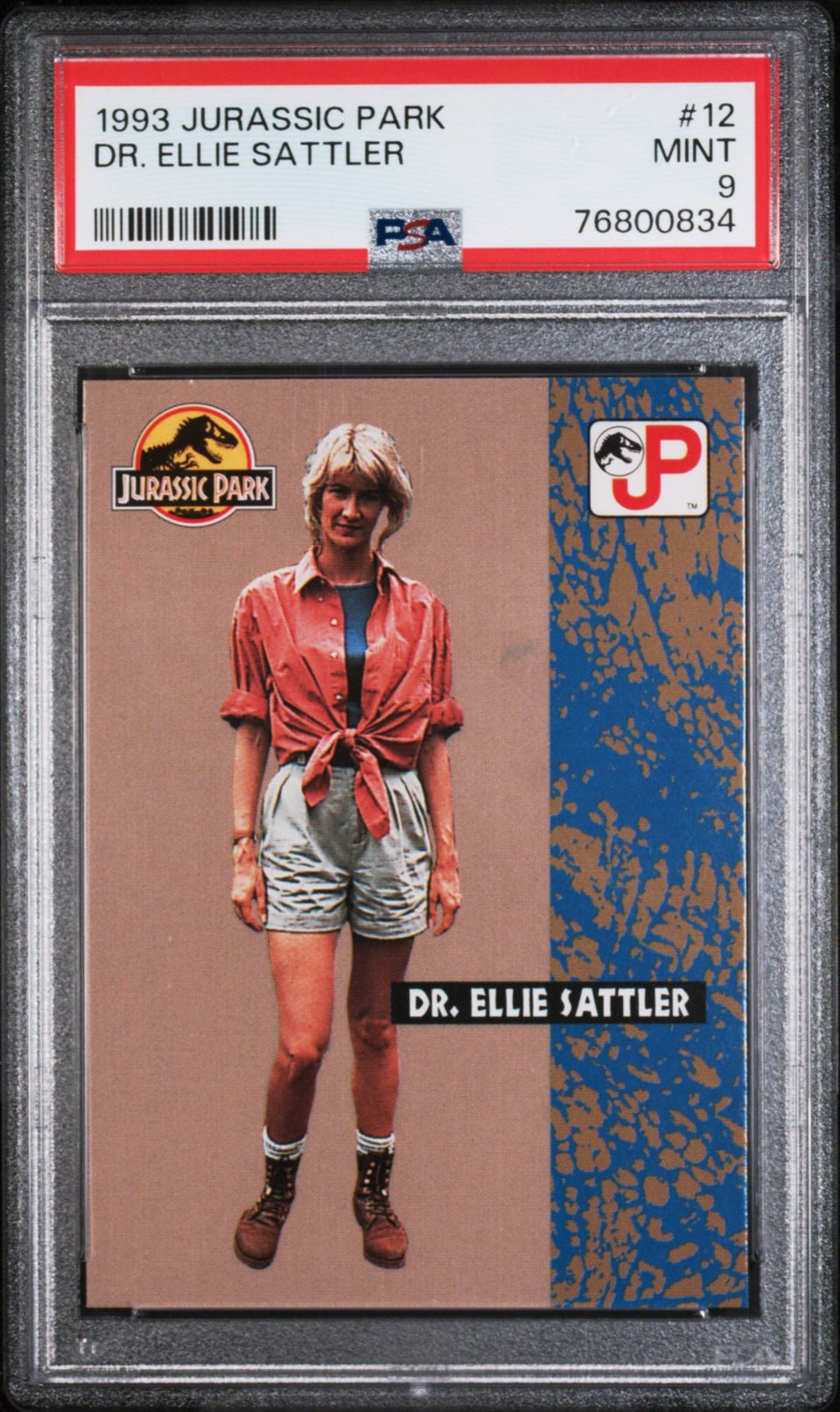 DR. ELLIE SATTLER Laura Dern PSA 9 1993 Topps Jurassic Park #12 Jurassic Park Base Graded Cards - Hobby Gems