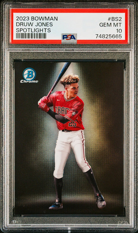 DRUW JONES PSA 10 2023 Bowman Chrome Spotlight #BS-2 Baseball Graded Cards Insert - Hobby Gems