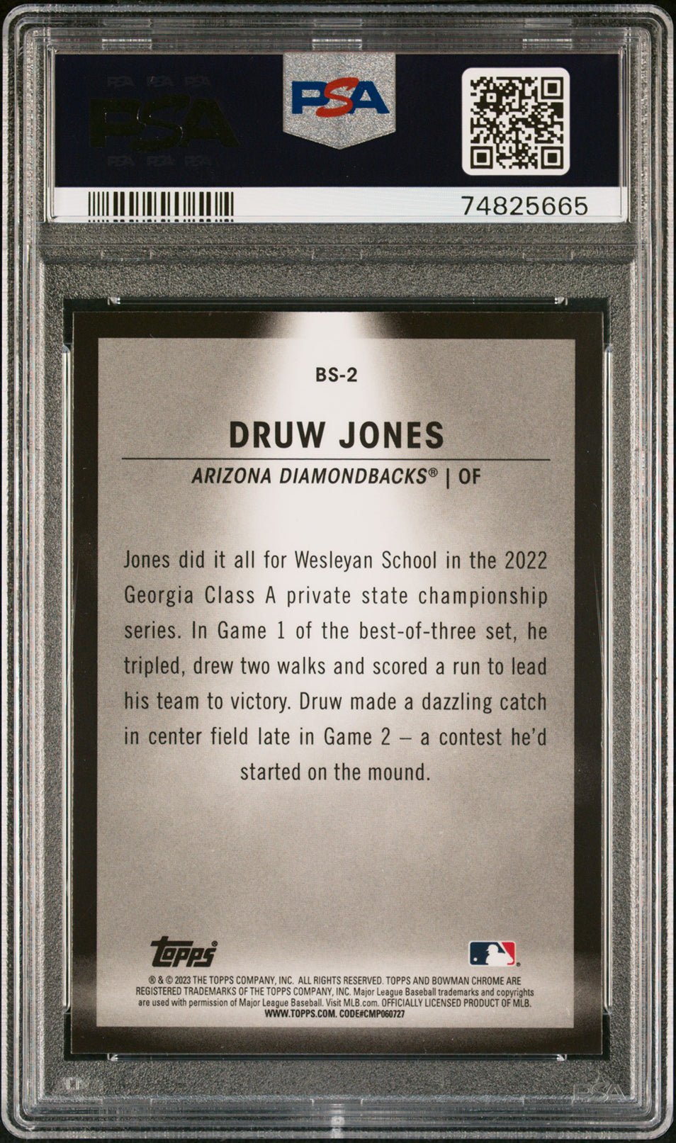 DRUW JONES PSA 10 2023 Bowman Chrome Spotlight #BS-2 Baseball Graded Cards Insert - Hobby Gems