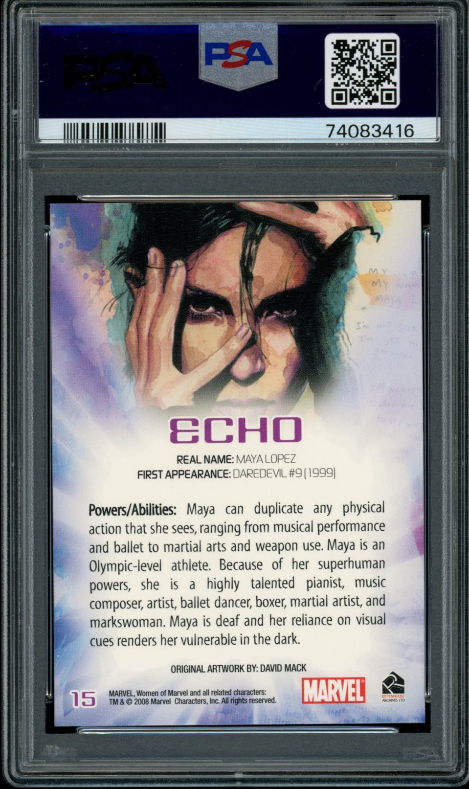 ECHO PSA 10 2008 Rittenhouse Marvel Women of Marvel #15 Marvel Base Graded Cards - Hobby Gems