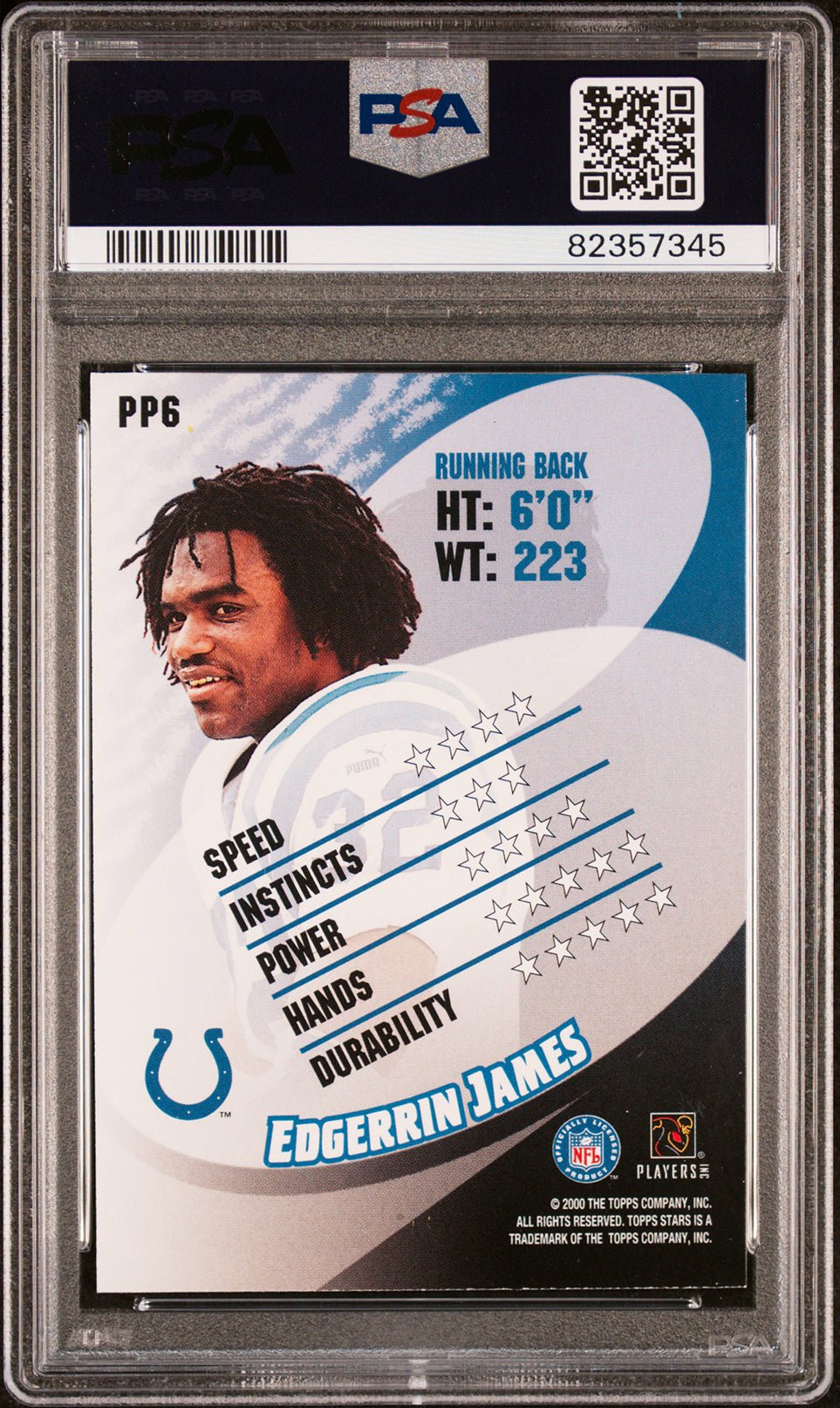 EDGERRIN JAMES PSA 8 2000 Topps Stars Pre-Production Promo #PP6 Football Base Graded Cards - Hobby Gems