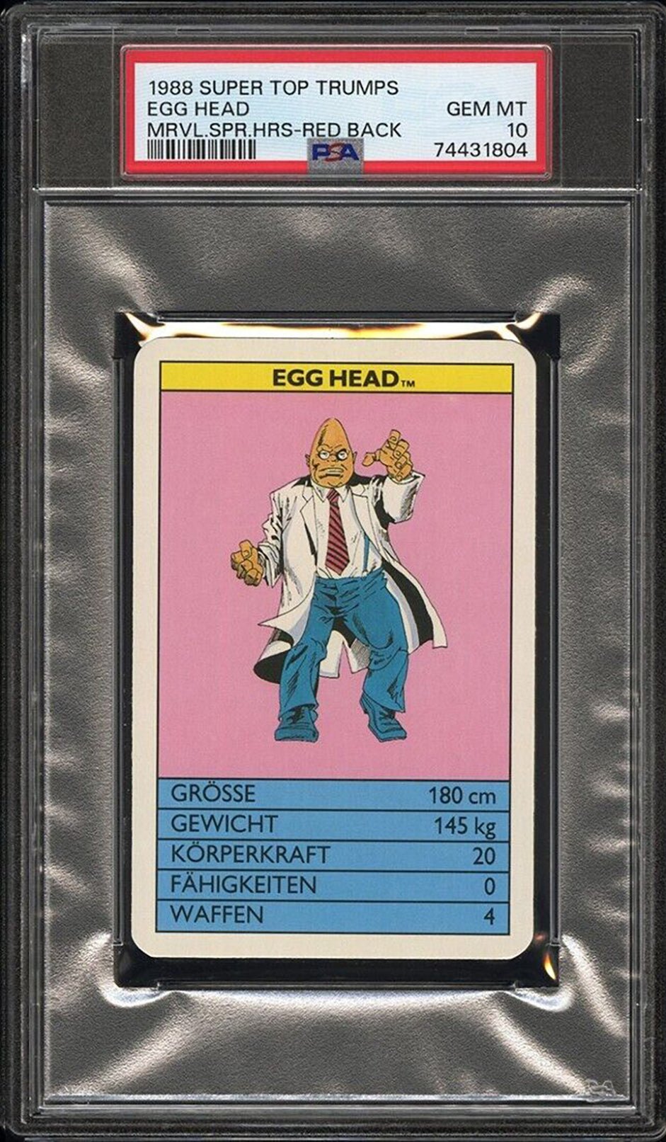 EGG HEAD PSA 10 1988 Super Top Trumps Marvel Super Heroes Red Back Marvel Base Graded Cards - Hobby Gems