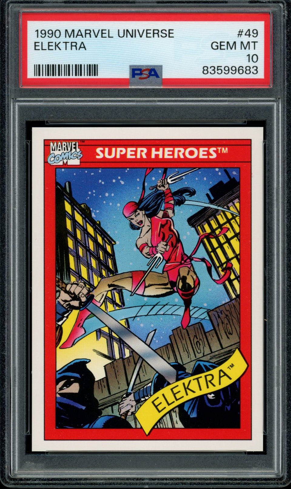 ELEKTRA PSA 10 1990 Skybox Marvel Universe #49 C2 Marvel Base Graded Cards - Hobby Gems