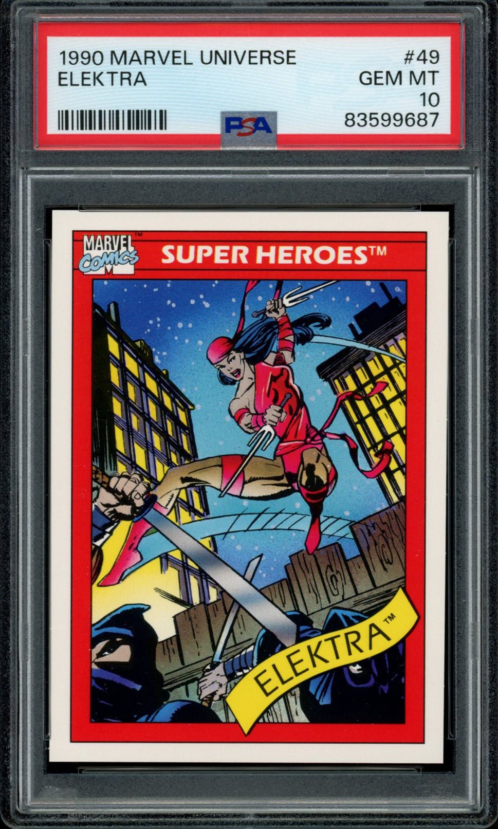 ELEKTRA PSA 10 1990 Skybox Marvel Universe #49 Marvel Base Graded Cards - Hobby Gems