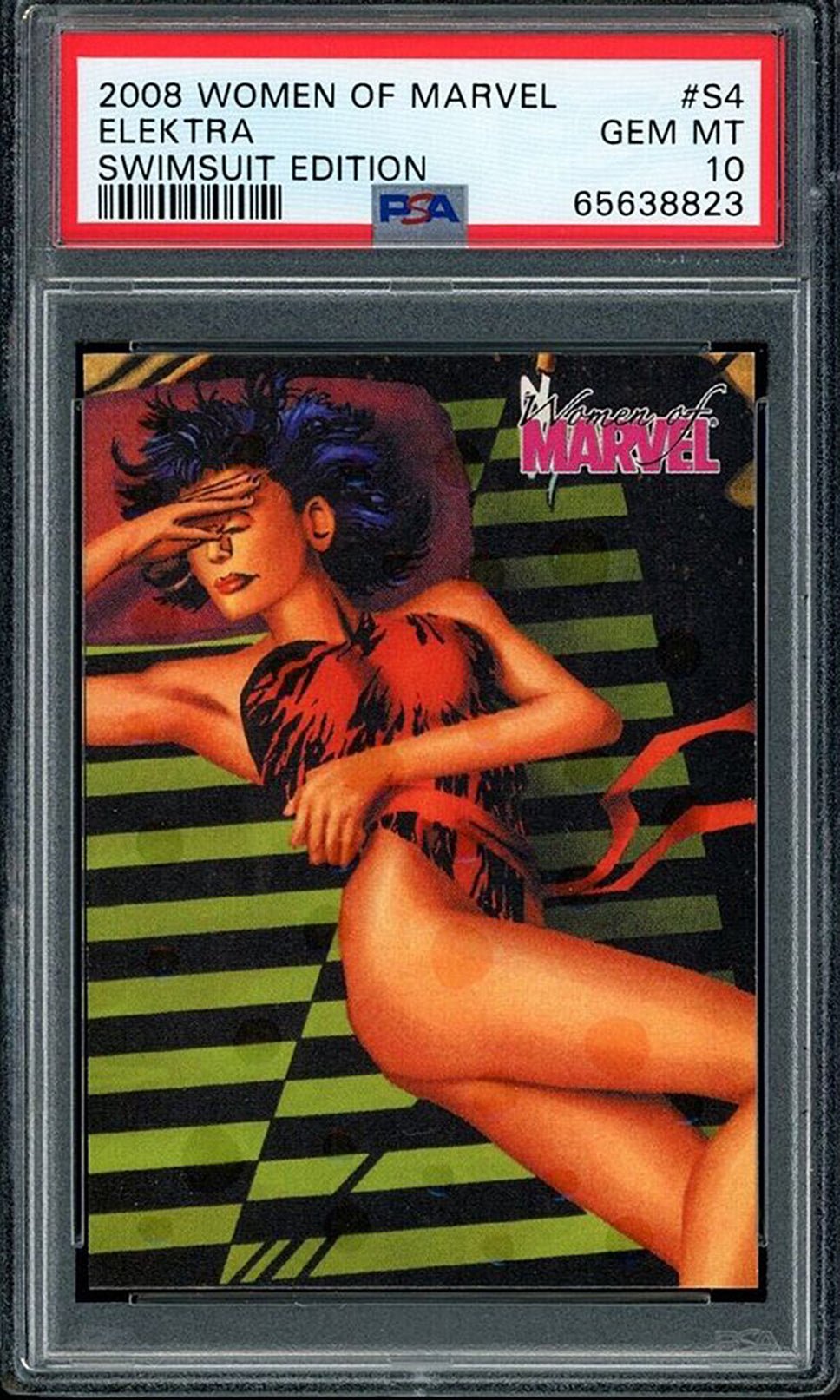 ELEKTRA PSA 10 2008 Rittenhouse Women of Marvel Swimsuit Edition #S4 Marvel Graded Cards Insert - Hobby Gems
