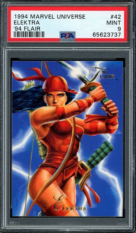 ELEKTRA PSA 9 1994 Flair Marvel Universe #42 Marvel Base Graded Cards - Hobby Gems