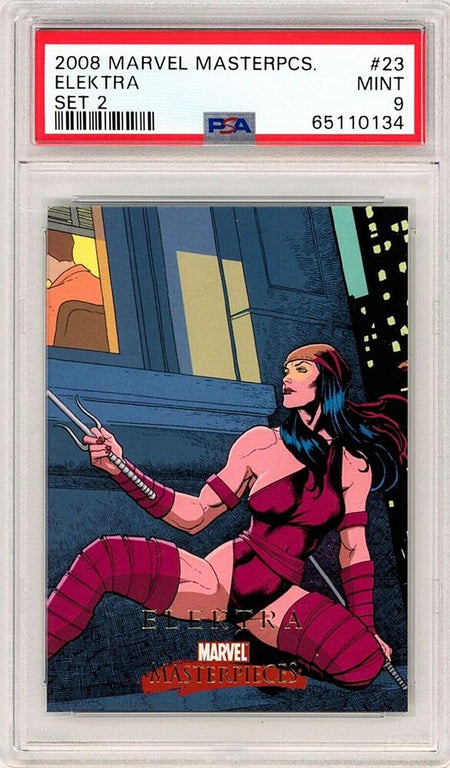 ELEKTRA PSA 9 2008 Upper Deck Marvel Masterpieces Series 2 #23 Marvel Base Graded Cards - Hobby Gems