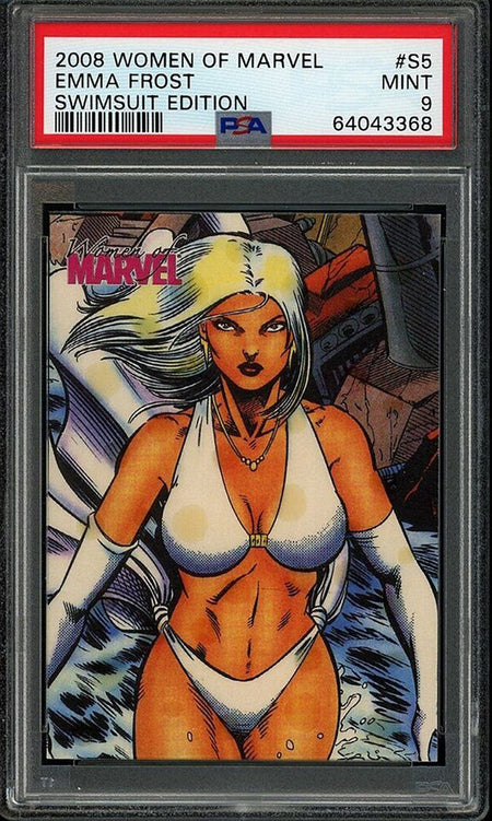 EMMA FROST PSA 9 2008 Rittenhouse Women of Marvel Swimsuit Edition #S5 C1 Marvel Graded Cards Insert - Hobby Gems